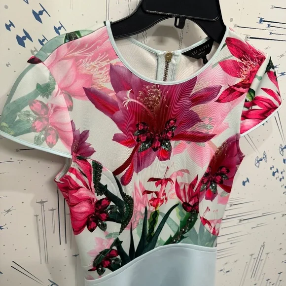 Ted Baker Anushia Floral Skater Dress, Blue, Size 0 - Picture 5 of 7